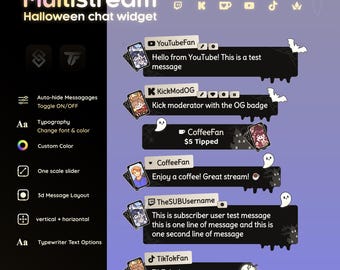 Dark Halloween Multi Chat Widget – Twitch, YouTube, Kick & TikTok Multistream Chat | StreamElements
