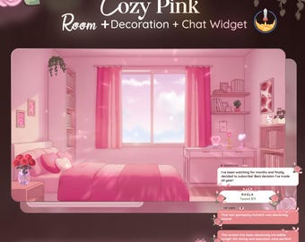 Cozy Pink Room – Rose Theme Stream Overlay & Chat Pack