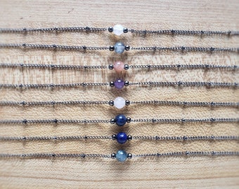 tiny gemstone choker /// 13 gem options / made to order