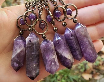 long amethyst point pendant with o ring /// ready to ship