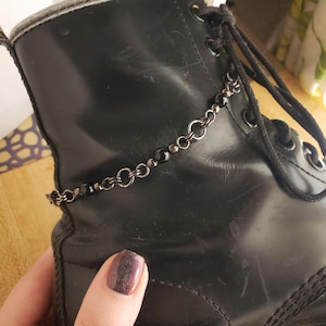 boot chain with gemstones and gunmetal chain - 15 gem options - dark gothic shoe accessory
