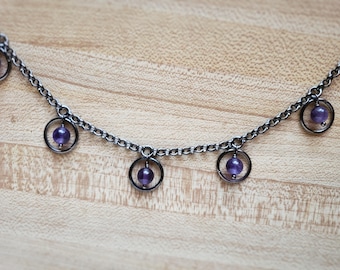 pants chain with amethyst - 15 gem options - gunmetal