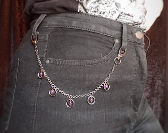 PREORDER gemstone o ring belt loop chain /// 13 gem options / made to order