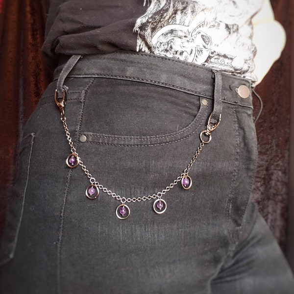 PREORDER gemstone o ring belt loop chain /// 13 gem options / made to order