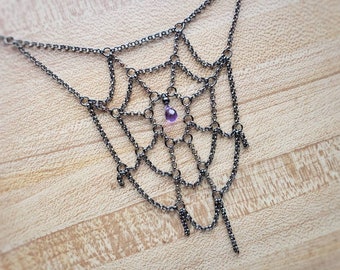 chain spiderweb necklace /// made to order