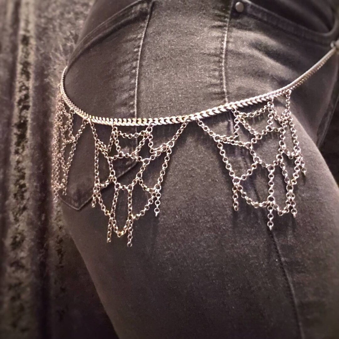 Triple Spiderweb Belt Loop Chain /// Made to Order Etsy