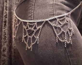 PREORDER triple spiderweb belt loop chain /// made to order