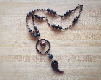 red claw, lava & tiger’s eye necklace /// ready to ship