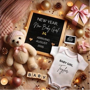 Pregnancy Announcement New Years Baby Girl Pregnancy Reveal Digital January Announcement Editable New Year Pregnancy Social Media Template
