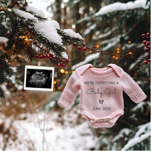 Baby Girl Christmas Pregnancy Announcement Digital Christmas Baby Girl Announcement December Baby Reveal Editable Social Media Template
