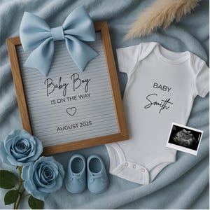 Baby Boy On The Way Pregnancy Announcement Digital Baby Announcement Boy Gender Reveal Editable Social Media Baby Boy Reveal Template