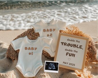 Twin Pregnancy Announcement Summer Beach Pregnancy Announcement Twins Announce Twin Pregnancy Revealing Baby Social Media Editable Template