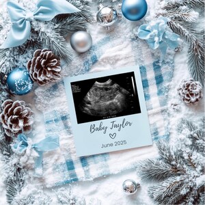 Christmas Baby Boy Announcement Christmas Pregnancy Announcement Digital Template Baby Boy Pregnancy Reveal Editable Social Media Template