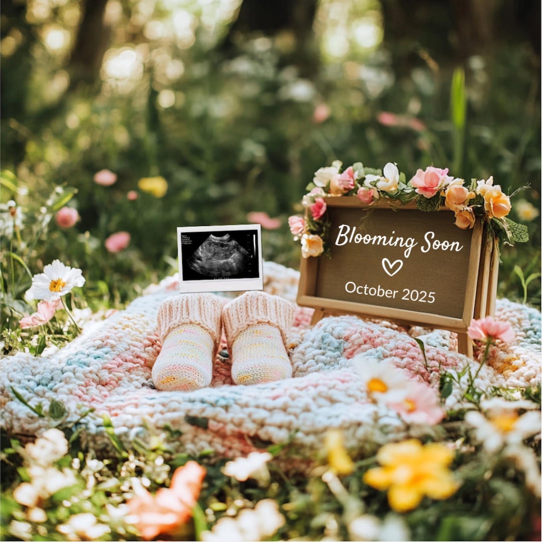 Spring Pregnancy Announcement Digital Editable Spring Baby Announcement ...