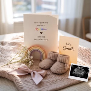 Rainbow Baby Pregnancy Announcement Digital Pregnancy Reveal Editable Template Gender Neutral Baby Pregnancy Announcement Social Media Post