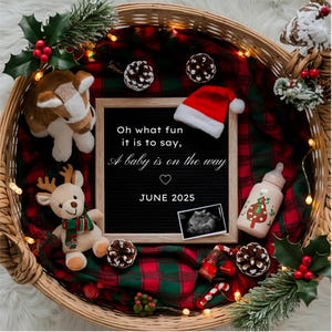 Digital Pregnancy Christmas Announcement Editable Baby Reveal Christmas Baby Announcement Social Media Winter Pregnancy Reveal Template