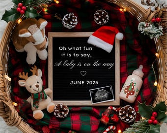 Digital Pregnancy Christmas Announcement Editable Baby Reveal Christmas Baby Announcement Social Media Winter Pregnancy Reveal Template