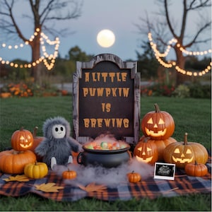 Neutral Halloween Pregnancy Announcement Digital Halloween Baby Announcement November Pregnancy Reveal Editable Social Media Template