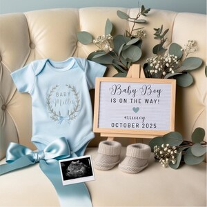 Baby Boy Pregnancy Announcement Template Editable Digital Pregnancy Reveal Letter Board Gender Reveal Social Media Baby Instant Download