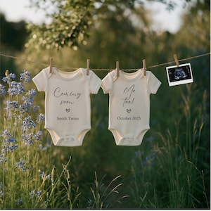 Twins Pregnancy Announcement Digital Twin Baby Announcement Baby Bodysuit Twins Announcement Social Media Baby Reveal Editable Pregnancy