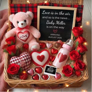 Digital Pregnancy Valentines Day Announcement Editable Baby Reveal Valentine Baby Announcement Social Media February Pregnancy Template