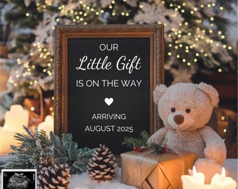 Christmas Pregnancy Announcement Digital Editable Christmas Baby Announcement Social Media Christmas Pregnancy Reveal Neutral Winter Baby