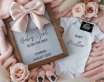 Baby Girl On The Way Pregnancy Announcement Digital Baby Announcement Girl Gender Reveal Editable Social Media Baby Girl Reveal Template