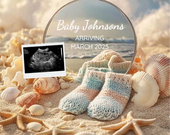 Beach Pregnancy Reveal Summer Pregnancy Announcement Beach Baby Reveal Mirror Editable Template Revealing Social Media Baby Announcement