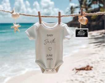 Beach Pregnancy Announcement Beach Baby Announcement Summer Pregnancy Social Media Baby Reveal Neutral Editable Pregnancy Reveal Template