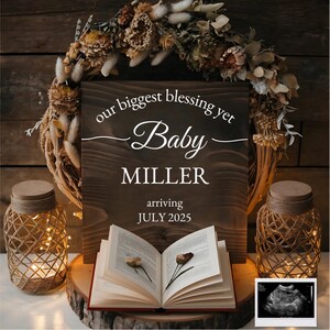 Digital Pregnancy Announcement Boho Baby Reveal Neutral Baby Announcement Editable Pregnancy Reveal Book Lover Social Media Template