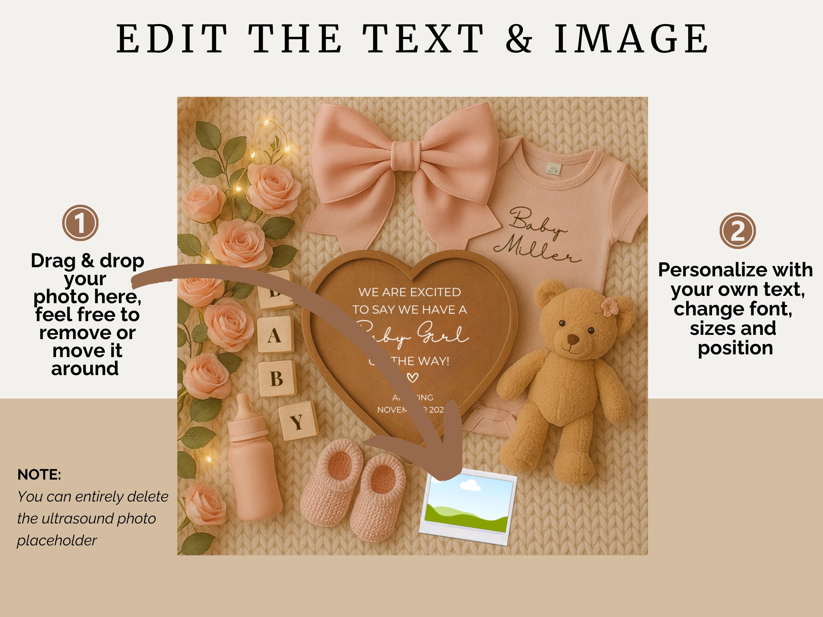 Girl Pregnancy Announcement Digital Baby Girl Announcement It's a Girl ...