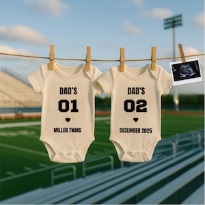 Father&#39;s Day Pregnancy Announcement Twins Digital Baby Announcement Twins Baby Bodysuit Twins Announcement Editable Social Media Baby Reveal