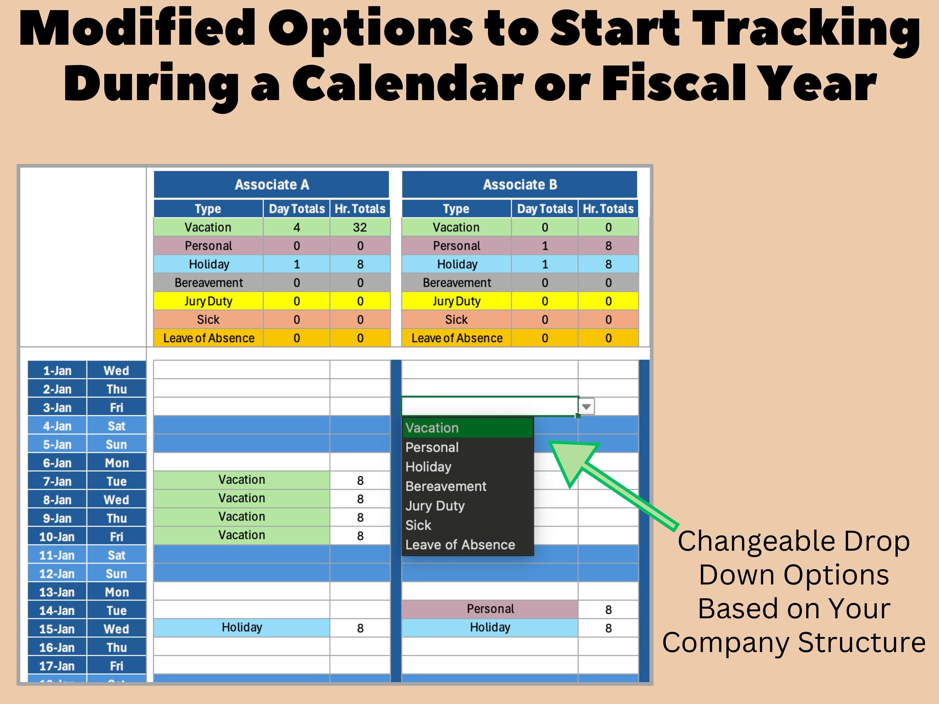 Associate PTO 2025/2026+ Flexible Year or Fiscal Year Calendar Time