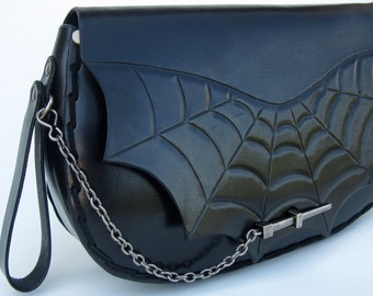 Spiderweb....Handmade Tooled Leather Clutch Purse