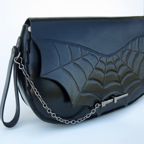 Spiderweb....Handmade Tooled Leather Clutch Purse