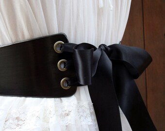 The "Villianess" Black Leather Lace Up Belt