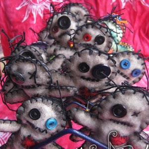 Cutely Spooky Hand Stitched Felt Voodoo Dolls with Pins. Ornamental Doll image 3