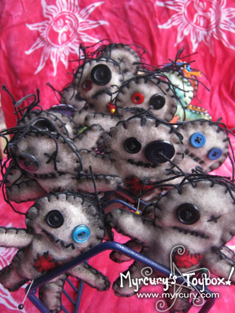 Cutely Spooky Hand Stitched Felt Voodoo Dolls with Pins. Ornamental Doll image 3