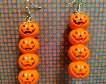 Earrings! Pumpkin Stacks! Colorful unique CUTE dangly Jack-o-Lantern earrings! Perfect for your Spooky fun outfit! Cute, Nostalgic, and FUN!