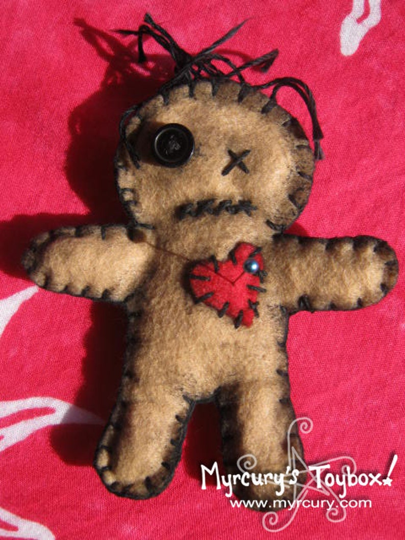 Cutely Spooky Hand Stitched Felt Voodoo Dolls with Pins. Ornamental Doll image 2