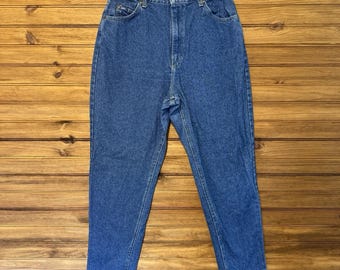 Vintage 90s Mom Jeans Womens Size 14 Dark Wash 30x31 Tapered High Wasted