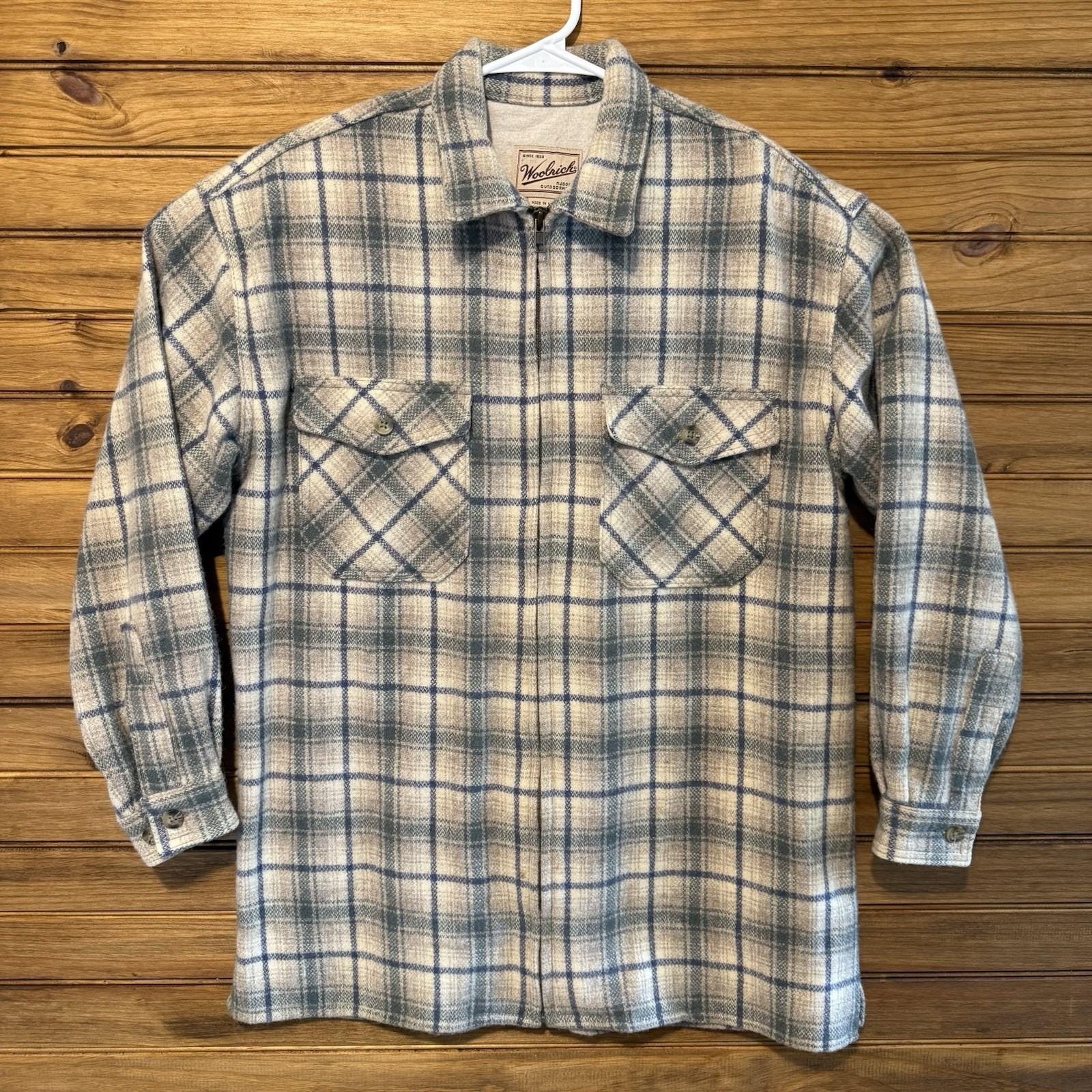 Vintage Woolrich Plaid Jacket Mens Medium Full Zip Hunting Field Jacket USA Made
