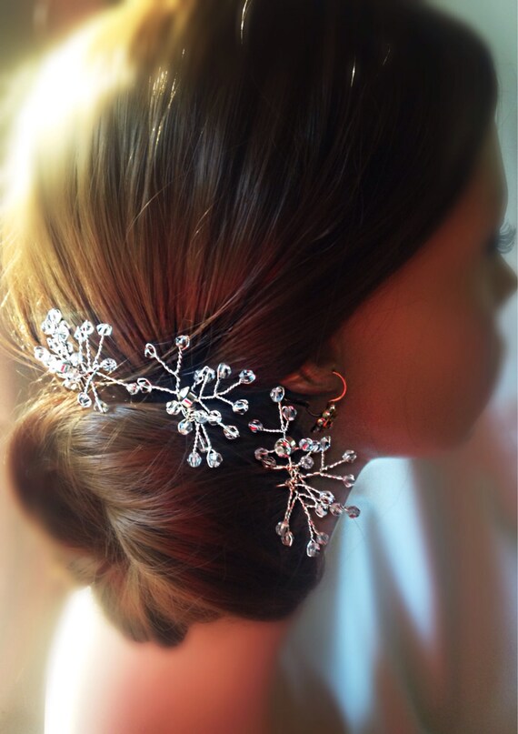 Items similar to Hair accessories Crystal Bridal Hairpins, Set of 3
