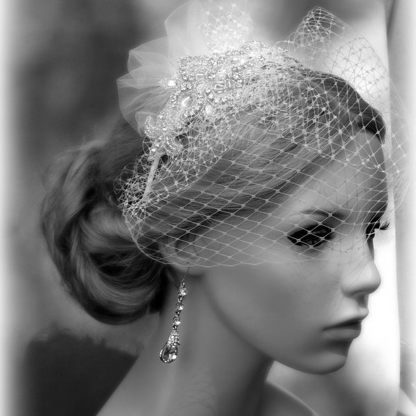 birdcage headpiece wedding