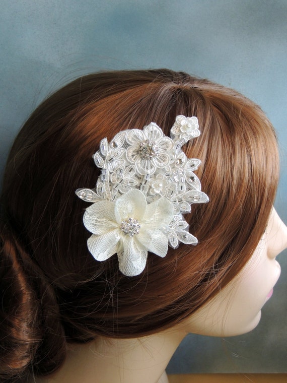 Items similar to Bridal Hair piece, Wedding Hair Clip, Wedding Hair