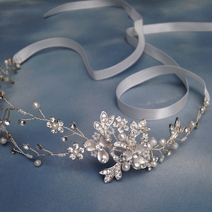 Wedding Bridal silver headband Hair Accessories Bridal Crystal Flower Tiara Hair jewelry for women Bridal Wedding Tiaras