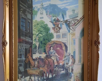 Vintage &quot;Wedding journey&quot; handicraft Wiehler gobelin