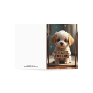 Carte de voeux encourageante pour chiot : vous êtes assez ! | Cartes de motivation pour amis, affirmation de soi, anniversaire, amoureux des animaux de compagnie, santé mentale