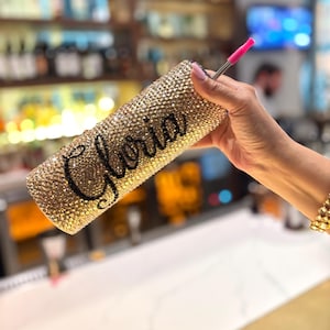Custom Bling 20 oz Tumbler with Name | Sparkly Personalized Tumbler | Rhinestone Cup Gift | Glitter Tumbler | Custom Name Tumblers