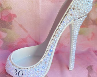 Bling High Heel Weinhalter: Perle Strass Dekor - Individuell anpassbar